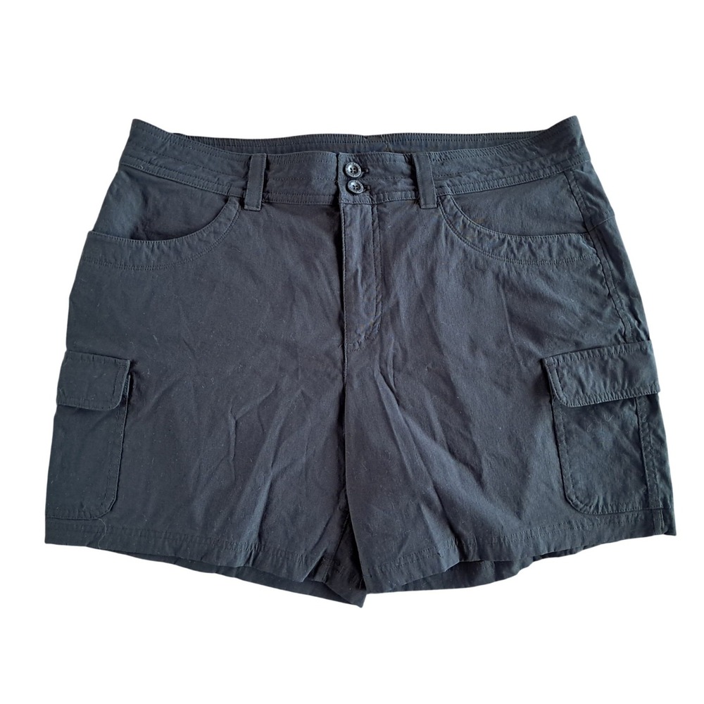 Eddie Bauer Summer Trail Shorts‎ Black Nylon Stretch Cargo Hiking Size 12